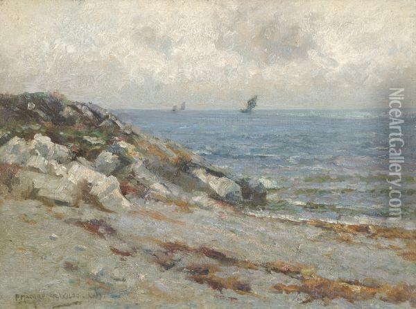 Coastal Scene With Distant Vessels Oil Painting - Peter MacGregor Wilson