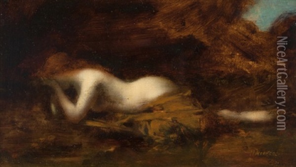 Femme Nue Allongee Oil Painting - Jean Jacques Henner