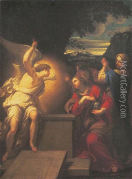 The Three Maries At The Sepulchre Oil Painting - Giovanni Maria Morandi