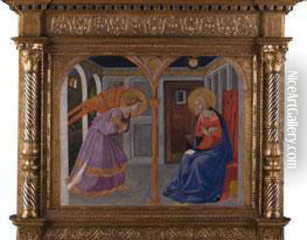 Verkundigungsszene Oil Painting - Master Of The Legend Of The Magdalene
