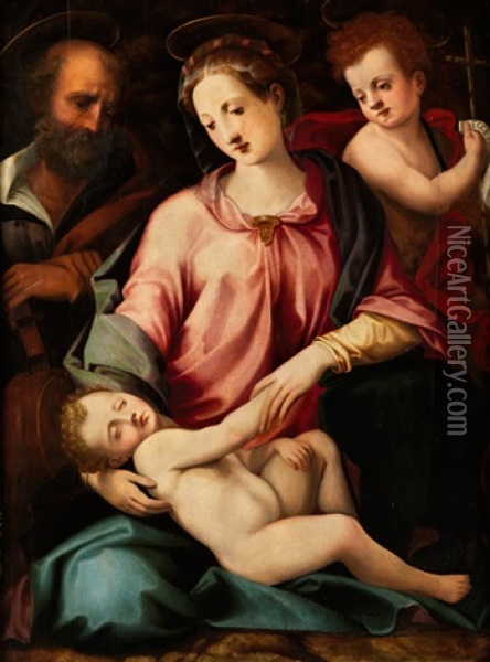 Maria Mit Dem Kind, Heiligem Joseph Und Dem Johannesknaben Oil Painting - Giovanni Battista di Matteo Naldini