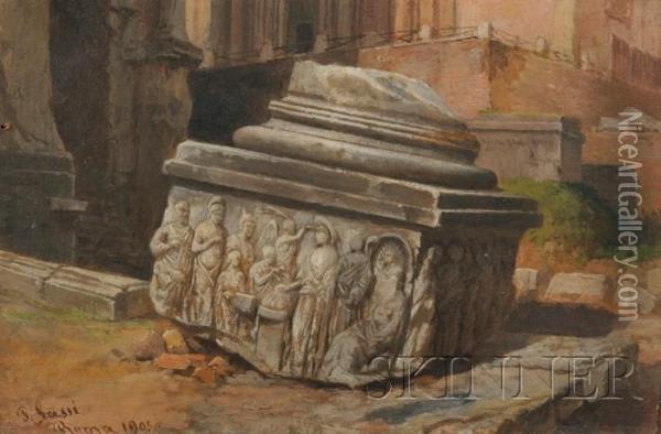 Classical Ruins In Rome Oil Painting - Pietro Sassi
