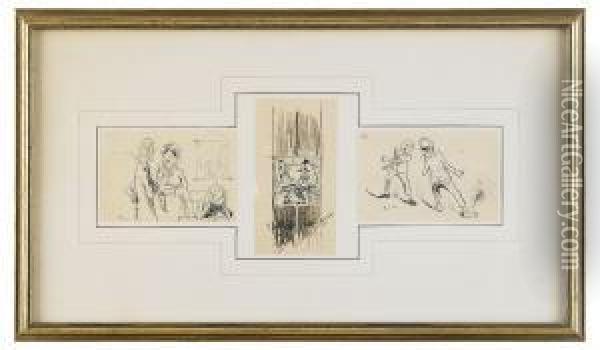 Teckningar - 3 St Oil Painting - Carl Larsson
