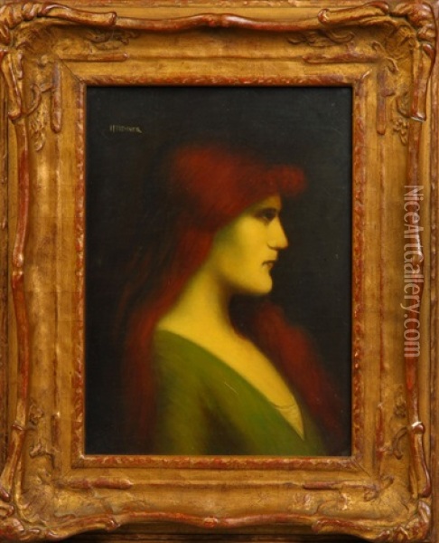 Young Woman With Red Hair Oil Painting - Jean Jacques Henner