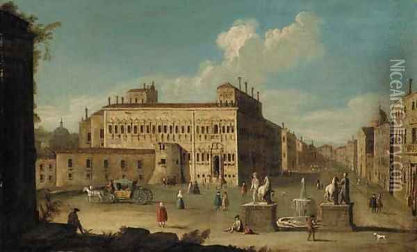 The Piazza Quirinale, Rome Oil Painting - Francesco Tironi