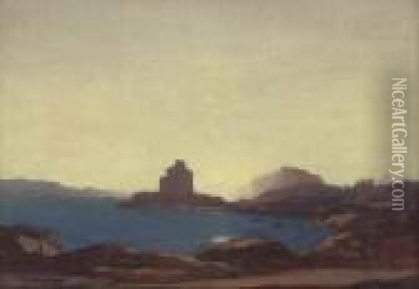 View Of Duart Castle, Isle Of Mull, Argyll Oil Painting - David Young Cameron