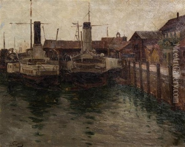 Harbor Scene Oil Painting - Robert Franz Curry