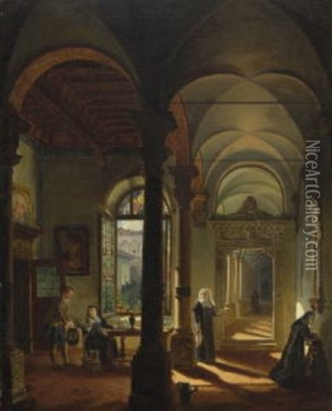 Refektorium Eines Nonnenklosters Oil Painting - Domenico Quaglio