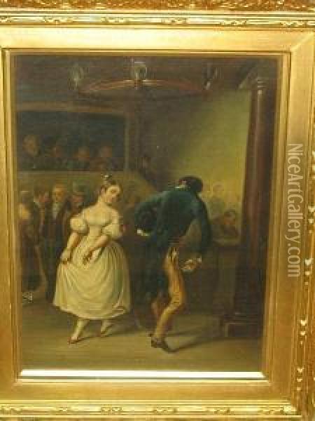 Interior With Couple Dancing Before Standers-by And Musicians Oil Painting - Andrew Geddes