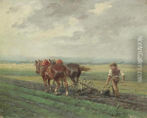 Plougher At Work Oil Painting - Louis Berton