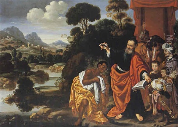 Saint Philippe Baptisant L'ennuque De La Reine Sandace Oil Painting - Jacob Symonsz Pynas