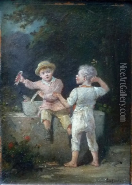 Jeunes Enfants Oil Painting - Francois-Louis Lanfant