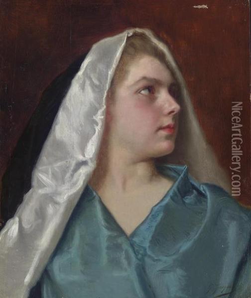 Jeune Fille Au Voile Oil Painting - Gustave Jean Jacquet