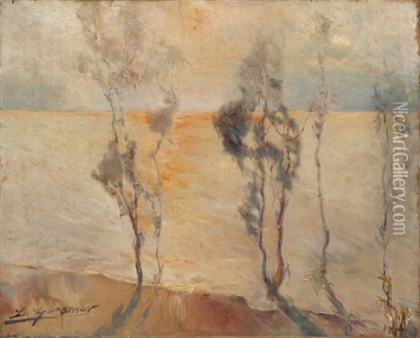 Eucalypti Along A Coast Oil Painting - Luis Graner y Arrufi