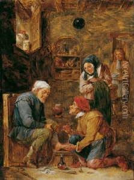 Beim Fussoperateur. Oil Painting - David The Younger Teniers