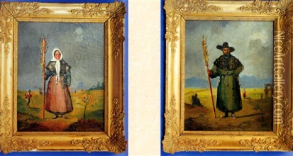 Le Pelerin De St Jacques Oil Painting - Noel-Thomas-Joseph Clerian
