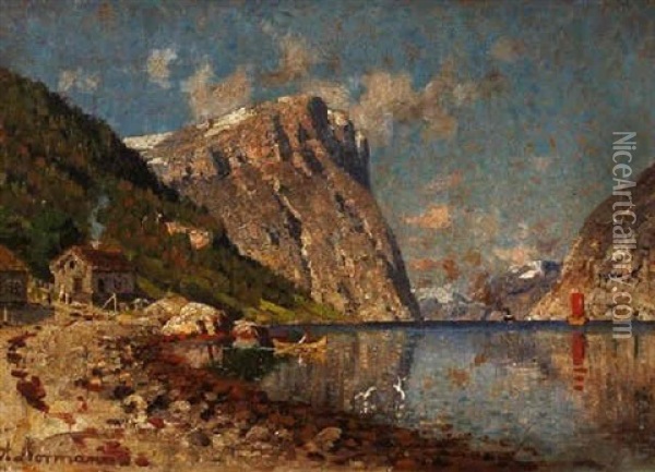 Sommer In Einem Norwegischem Fjord Oil Painting - Adelsteen Normann