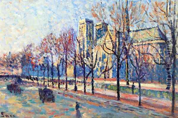 Notre-Dame, View from the Quay Montebello Oil Painting - Maximilien Luce