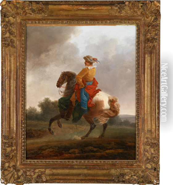 A Sophisticated Horseman In Thelevade Oil Painting - Francesco Giuseppe Casanova