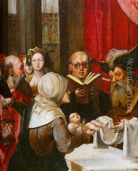 Le Bapteme Oil Painting - Pieter Coecke van Aelst the Elder