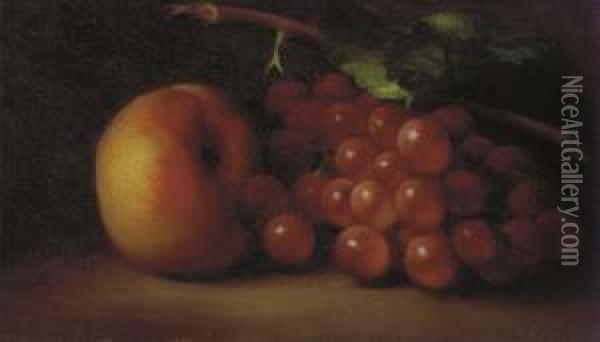 A Still Life With Grapes And A Peach Oil Painting - George Henry Hall