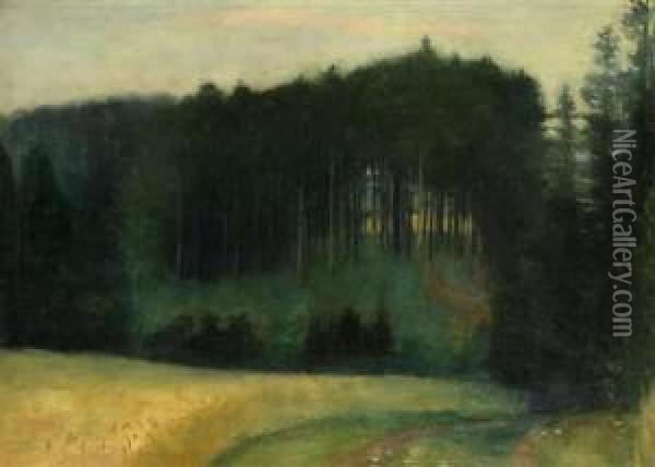A Forest Oil Painting - Augustin Sagner