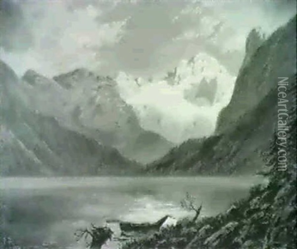 Gosausee Mit Blick Auf Den Dachstein Oil Painting - Pieter Hendrik Hermanus Tholen
