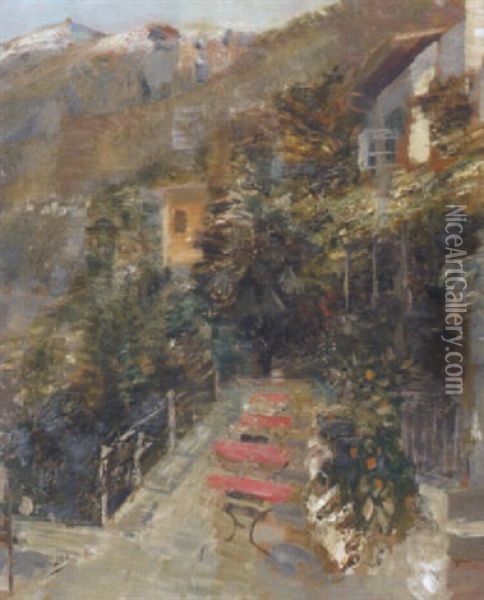 Moscia, Landschaft Bei Ascona Oil Painting - Oscar Wilhelm Luethy