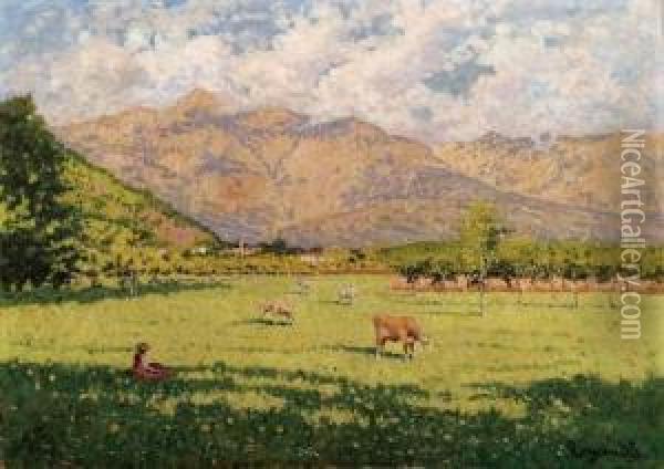 Quiete Canavesana Oil Painting - Enrico Reycend