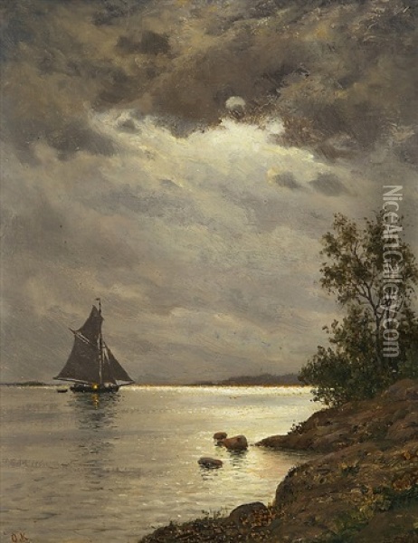 Evening In The Archipelago Oil Painting - Oskar Conrad Kleineh