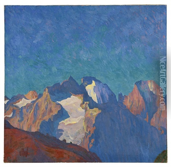 Blick Auf Albigna Und Die Bondasca Gruppe Oil Painting - Giovanni Giacometti