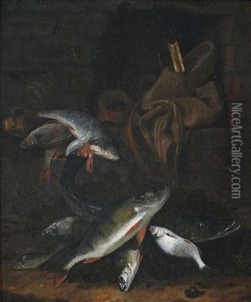 Still-life With Fish. Oil Painting - Jakob Gillig