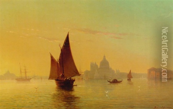 The Entrance To The Grand Canal, Venice Oil Painting - Eugenio Cecchini Prichard