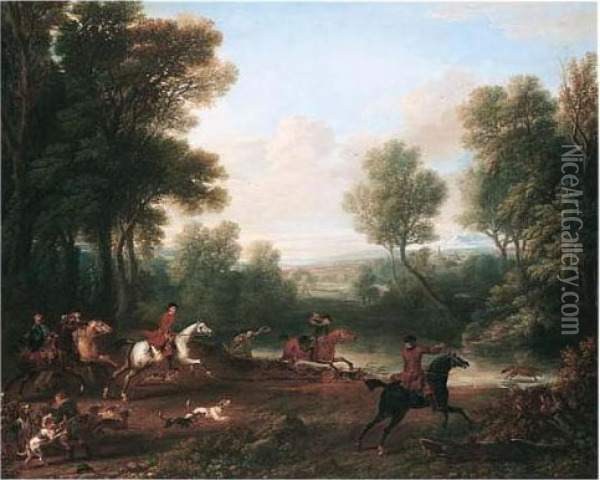 Viscount Bolingbroke's Hunting Party Oil Painting - John Wootton