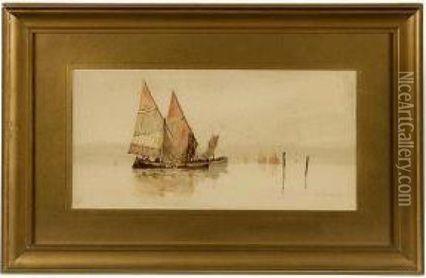 Sail Boats.
Chromolithograph. Oil Painting - Louis Kinney Harlow