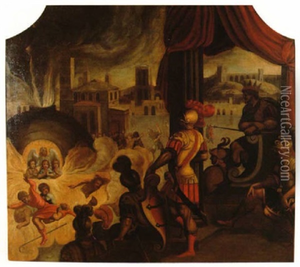 Les Trois Justes Dans La Fournaise (livre De Daniel) Oil Painting - Ambroise du Bois