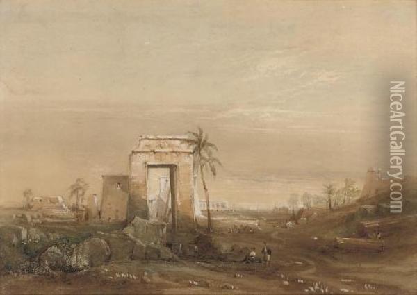 Ruins Of Thebes Oil Painting - Frederick Catherwood