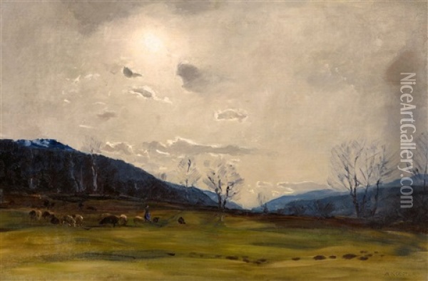 Landscape Near Brixen Oil Painting - Alexander Max Koester