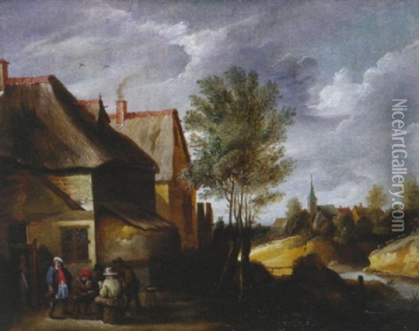 Devant L'auberge Oil Painting - Thomas Van Apshoven