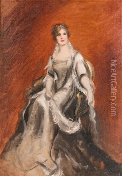 Noble Lady With Fan Oil Painting - Adolf Pirsch