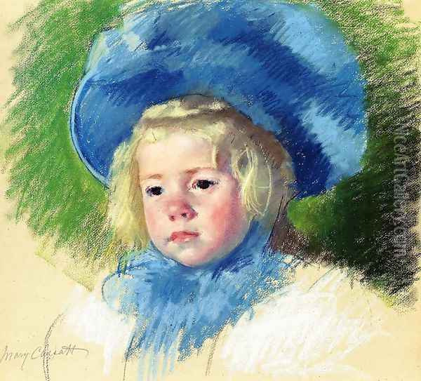 Head Of Simone In A Large Plumes Hat Looking Left Oil Painting - Mary Cassatt