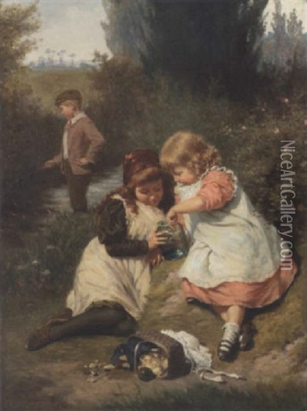 Little Fishes Oil Painting - Edwin Thomas Roberts