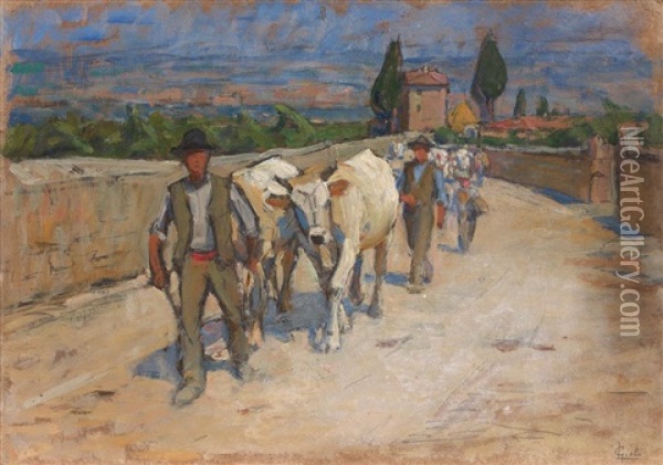 Ritorno Dal Mercato Oil Painting - Luigi Gioli