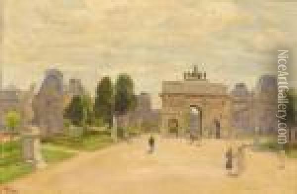 Devant Le Louvre, Jardin Des Tuilleries, Paris Oil Painting - Isaac Israels