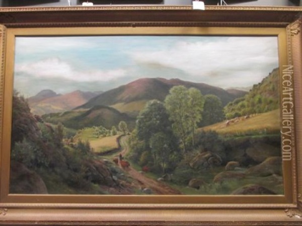 Harvest In The Highlands, Glen Urquhart, Oil Painting - Arthur James Lewis