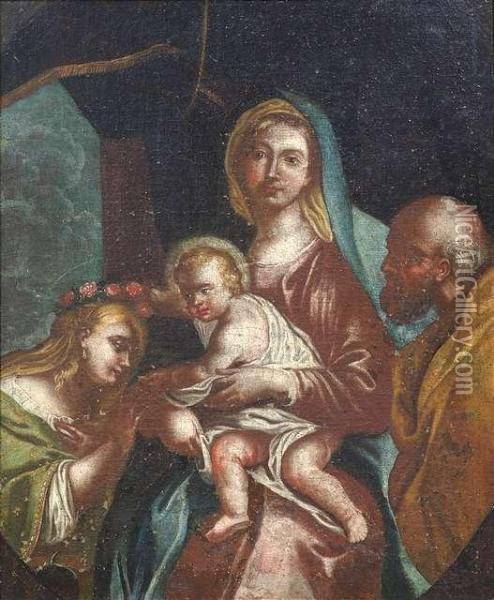 The Mystical Marriage Of Saint Catherine Of Alexandria. Oil Painting - Francesco Trevisani