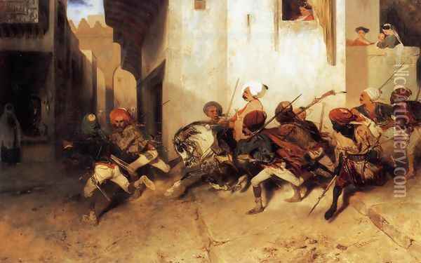 The Turkish Patrol 1831 Oil Painting - Alexandre Gabriel Decamps