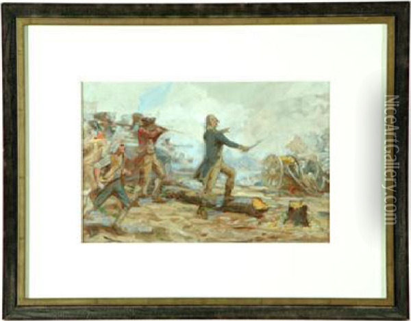 Defense Of Fort Washington Oil Painting - John Ward Dunsmore