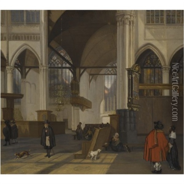 The Interior Of Theoude Kerk, Amsterdam Oil Painting - Emanuel de Witte