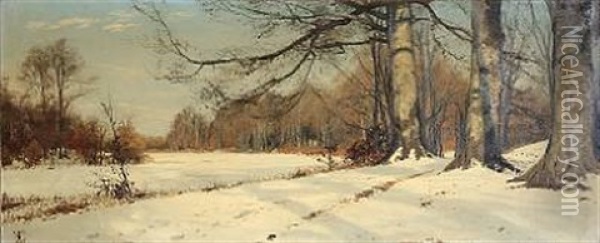 Winter Day In A Forest Oil Painting - Thorvald Simeon Niss